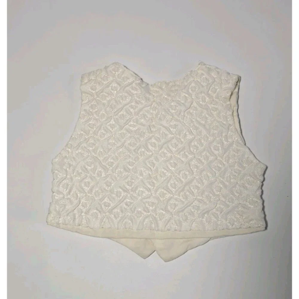 Vintage White Textured Baby Babtism Vest Size 9.5x7 Christening